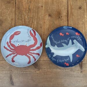 Pottery Barn Kids Shark Crab Plates Cups Placemats - 2 sets of 4